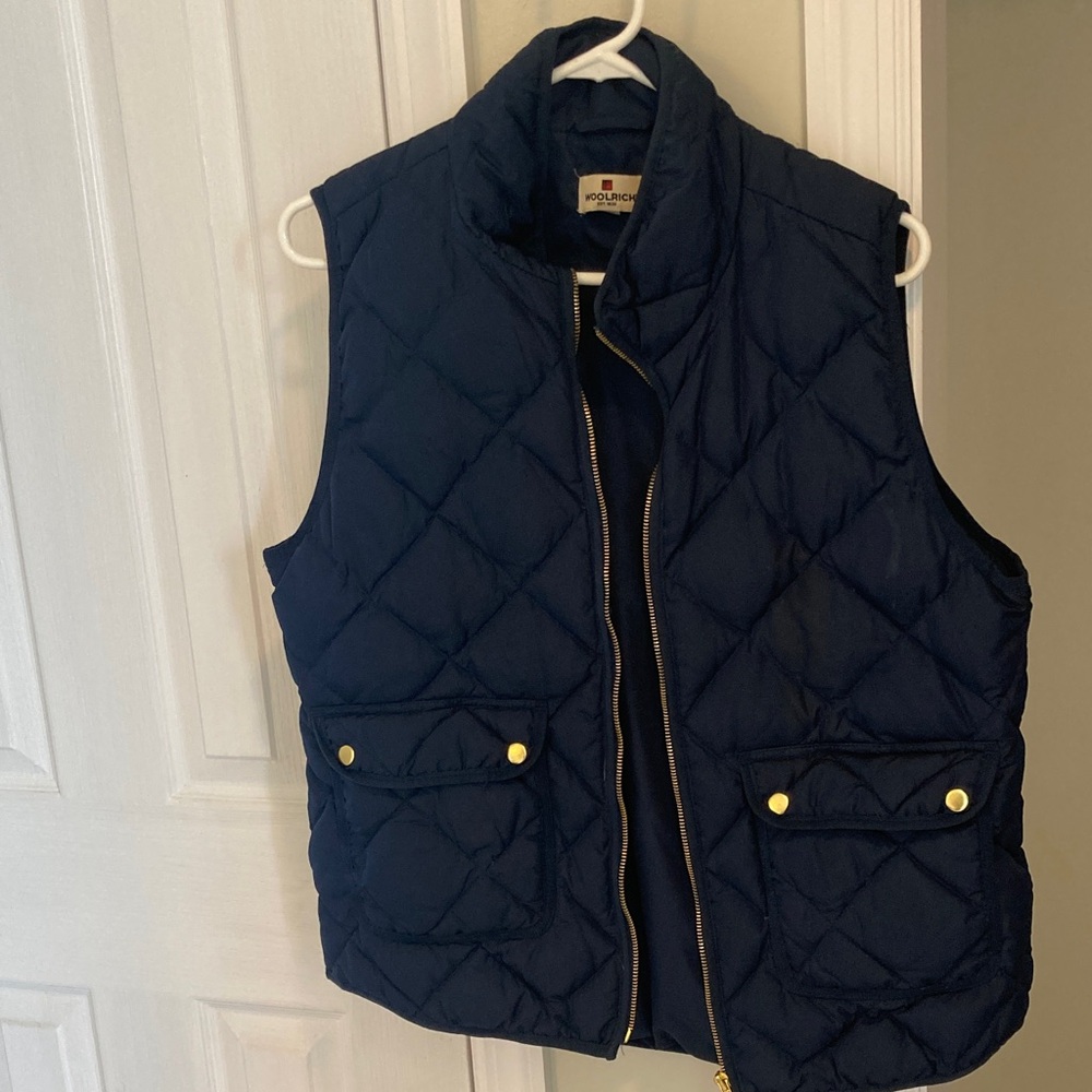 Woolrich Navy Quilted Vest with Gold Accents